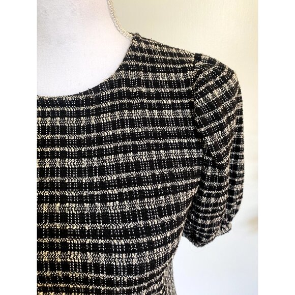 ⚫ ⚪ Chic Zara b&w shift dress with puff sleeves in tweed-like fabric ⚪ ⚫ - Picture 2 of 8